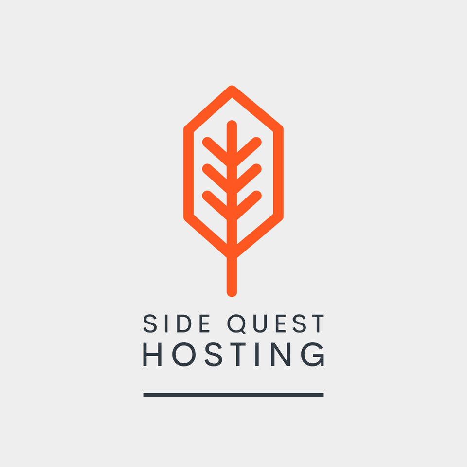 Image of Side Quest Hosting Logo, a simple vertical image of an orange leaf